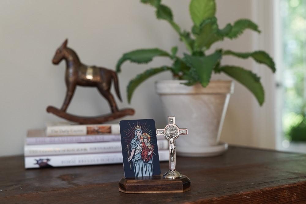 Handmade Imbuia Wooden Home Altar - St. Francis Design