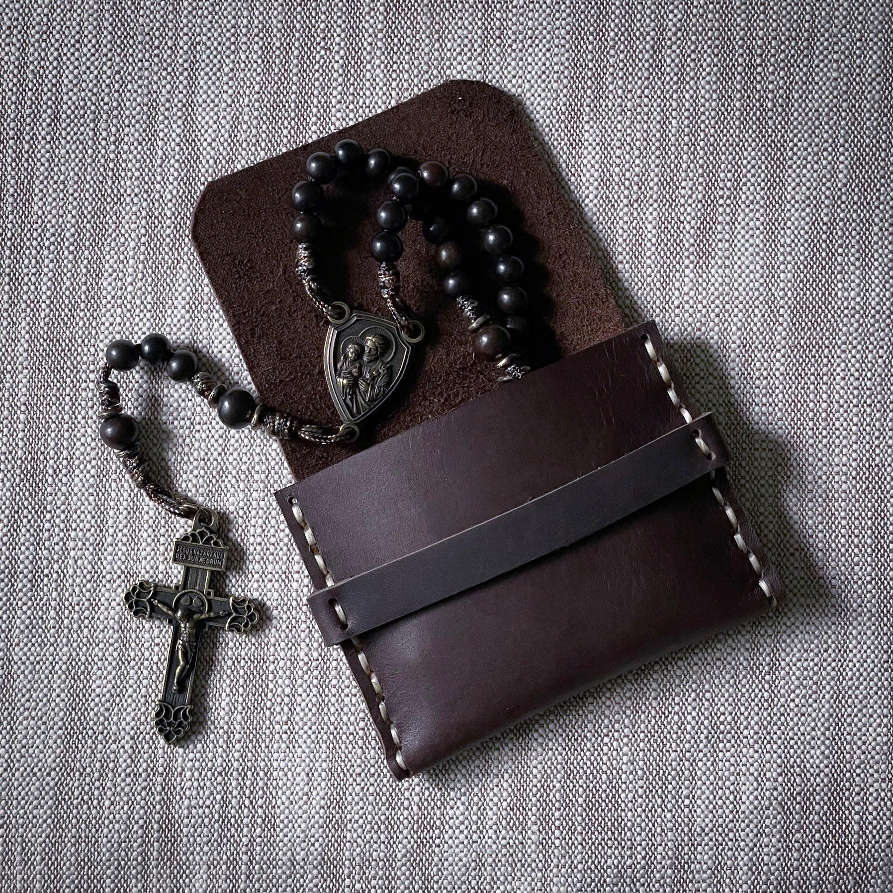 Leather Rosary Pouch - Java - by OréMoose