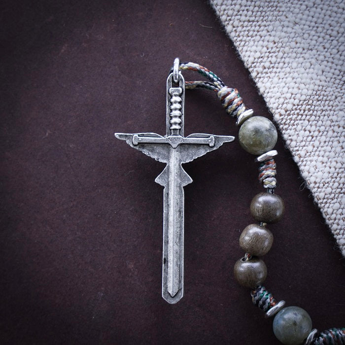 【鬼手仏心】WORK SCHWERTSC6 19インチ　一本　④ Handmade St. Joseph Terror of Demons Rosary | The Catholic Woodworker
