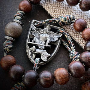 Handmade Wooden Rosary - St. Michael Defender Design
